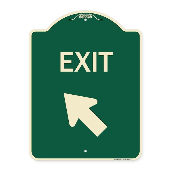 Exit Exit with Left Arrow Heavy-Gauge Aluminum Architectural Sign, 24" H, 18" L, G-1824-24032